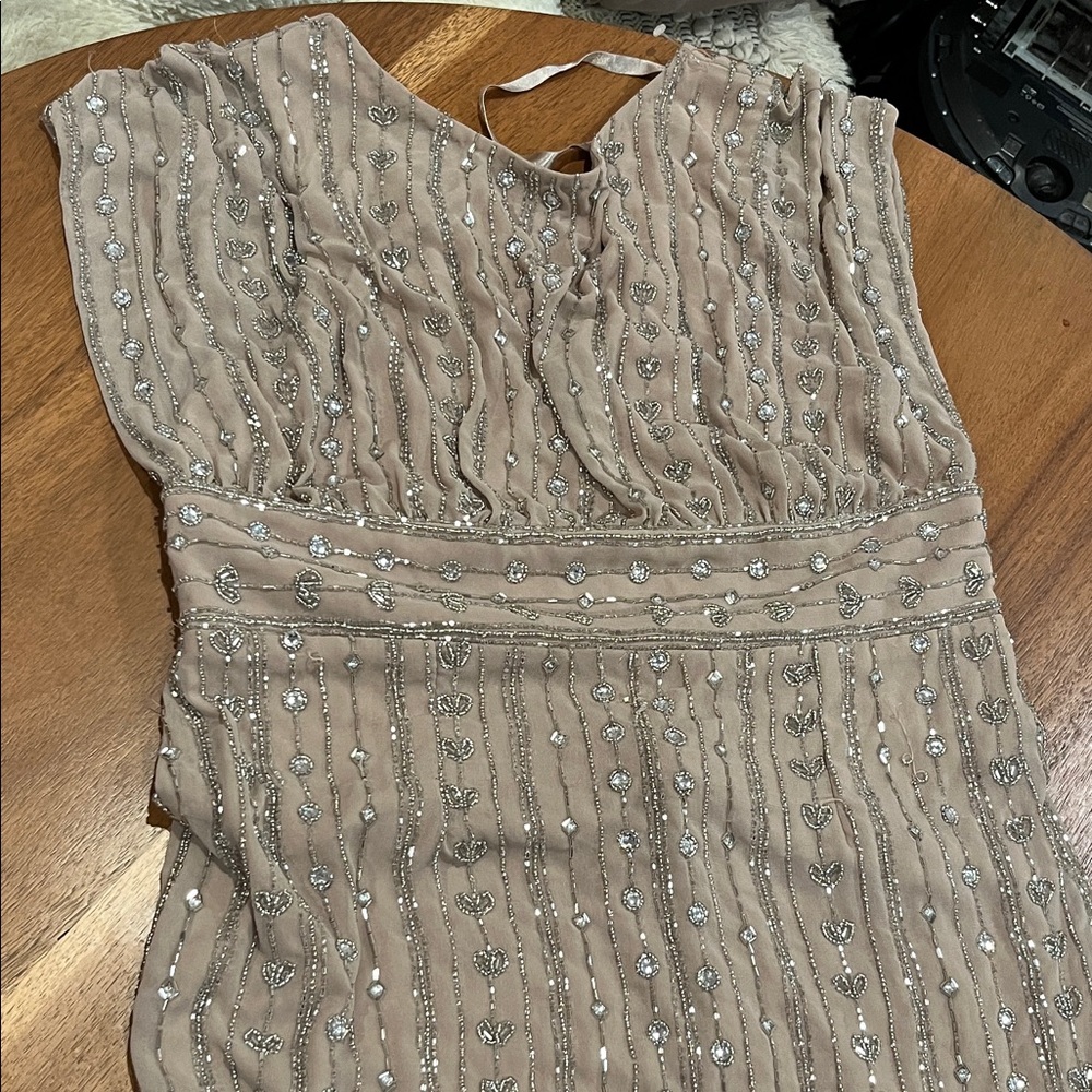 Mac Duggal Blush Nude Beaded Maxi Dress - Picture 2 of 9